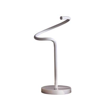 18" Modern Metal Spiral Table Lamp (Includes LED Light Bulb) White - Ore International
