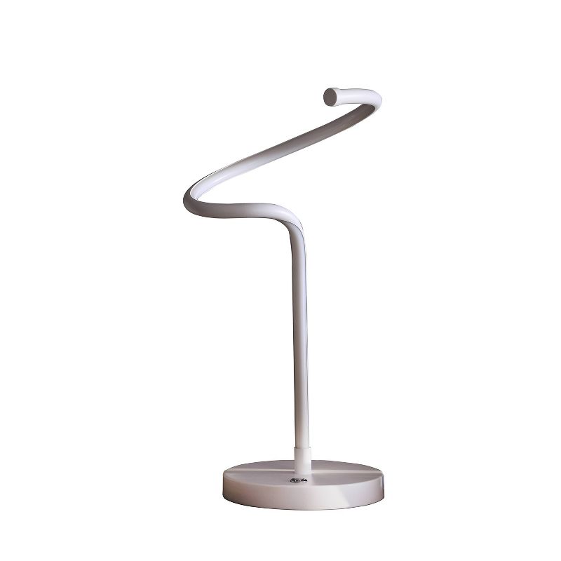 18&#34; Modern Metal Spiral Table Lamp (Includes LED Light Bulb) White - Ore International, 1 of 9