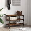 vidaXL Shoe Bench Smoked Oak 27.6 in.x15.2 in.x19.3 in. Engineered Wood - 3 of 4