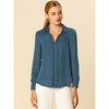 INSPIRE CHIC Women's Elegant V Neck Long Sleeve Office Work Satin Shirt - 3 of 4