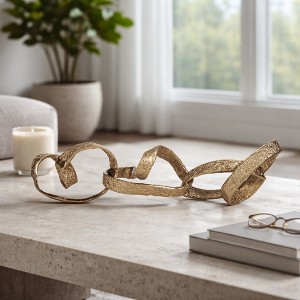 Modern Abstract Metal Swirly Table Object Sculpture for Home Decor