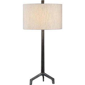 Uttermost Modern Table Lamp 33 3/4" Tall Burnished Raw Steel Linen Fabric Drum Shade for Living Room Bedroom House Bedside Home - 1 of 2