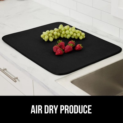 LunaLulinlk Dish Drying Mat Thick Absorbent Microfiber Mat for Under Dryer Rack 16x18 In Black