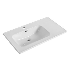 ChicFurnit Bathroom Sinks Ceramic Vanity Sink Glossy Finish with Faucet Hole for Bathroom, White, 35.6"*19.9"*7.9" - 1 of 4