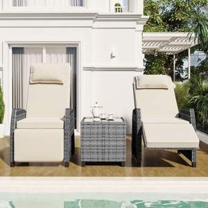 Outdoor Wicker Chairs Set Of 2,Adjustable Rattan Garden Lounge Chair With Coffee Table Suitable For The Courtyard Pools Near Me-Cuddlewood - 1 of 4