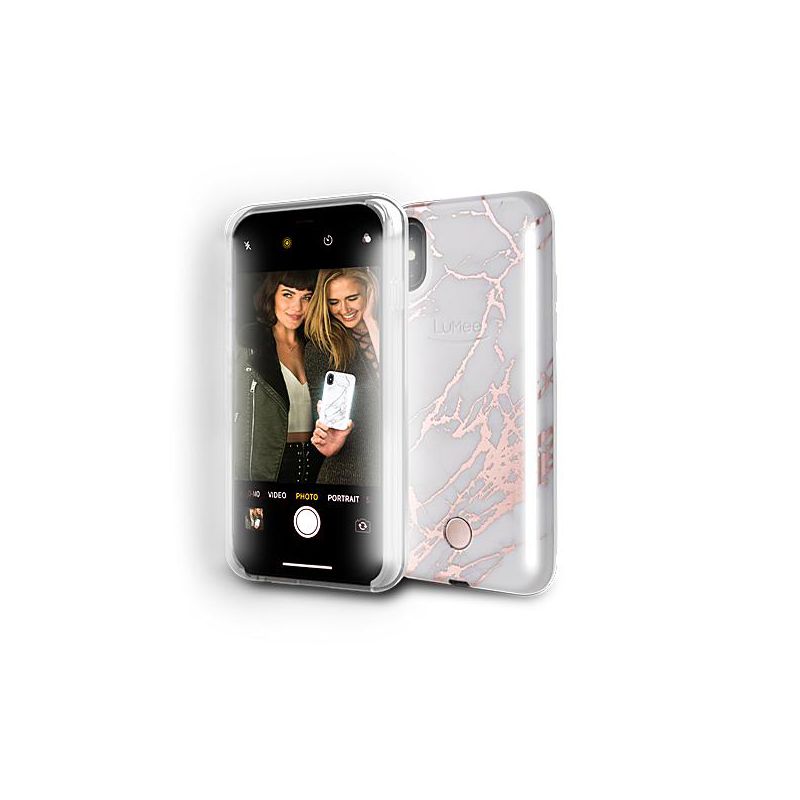 LuMee Duo Case for Apple iPhone X/Xs - Rose Metallic White Marble, 5 of 6