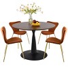 Harold+Flavia 5-Piece Walnut Foil  Round Top Pedestal Dining Table Set with 4 Upholstered Chairs -Maison Boucle - 3 of 4