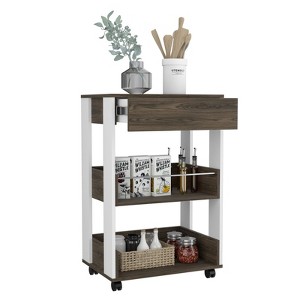 SEVOBAL Kitchen Carts and Islands Space-Smart Clutter-Free Corner Organizer with Drawer Shelves for Living Space, White Walnut, 15.6"*22.5"*34.8" - 1 of 4