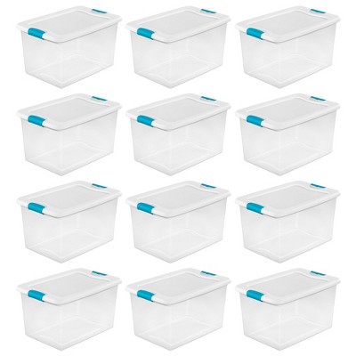 Sterilite 64 Quart Large Latching Stackable Clear Plastic Storage Tote Box,  12 Pack & Deep Clip Container Bins For Organization And Storage, 4 Pack :  Target