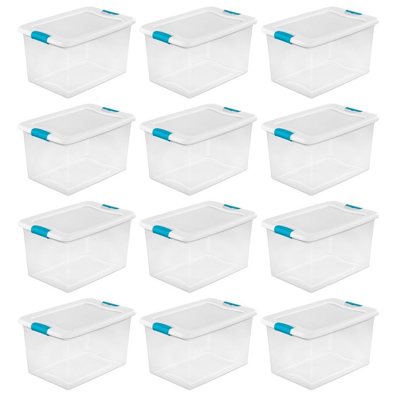 Sterilite 64 Quart Clear Plastic Stackable Storage Container Bin Box Tote with White Latching Lid Organizing Solution for Home & Classroom, 1 of 7