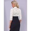 Allegra K Women Sheer Floral Lace Elegant 3/4 Sleeve Bolero Shrug Cardigan Top - 3 of 4