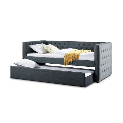 Twin Forestlawn Button Tufted Daybed with Trundle Gray - HOMES: Inside + Out