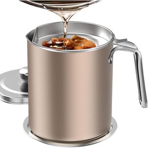Stainless Steel Bacon Grease Saver with Fine Mesh Strainer, 2L Oil Container with Dust-Proof Lid - 1 of 4