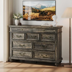 Whizmax 47" Farmhouse Dresser, 9-Drawer Rustic Wood Chest with Metal Handles, Large Storage for Bedroom & Living Room - 1 of 4