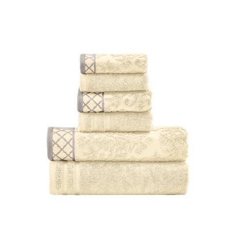 Modern Threads Damask Jacquard 6 Piece Towel Set With Embellished ...