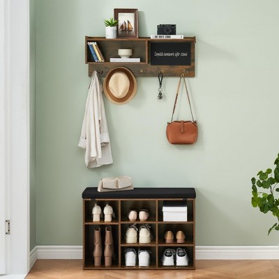 31.5 Inch Wall Mount Coat Rack Shoe Bench Set