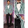 INSPIRE CHIC Men's Slim Fit Single Breasted Color Block Stripes Blazers - 4 of 4