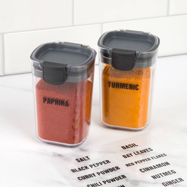 Prokeeper 6pc Spice Rack Set: Progressive Food Storage Containers, Dishwasher-Safe, Clear & Gray, 1 Year Warranty, 5 of 8