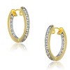 Guili Round Huggie Sterling Silver or Gold Overlay Cubic Zirconia Hoop Earrings for a Stylish, Comfortable Fit and Dazzling, Elegant Statement - 2 of 3