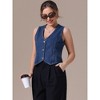 INSPIRE CHIC Women's Sleeveless V Neck Button Down Jean Crop Denim Tank Tops - 2 of 4