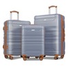 Vynxaria Expandable ABS Hardshell 3-Piece Luggage Blue Brown 20/24/28" Lightweight with Spinner Wheels TSA Lock - 4 of 4