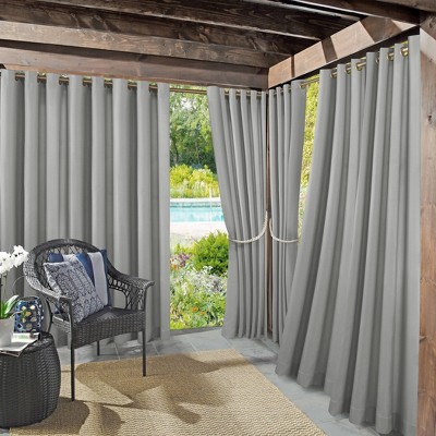 54"x108" Sun Zero Room Darkening Sailor UV Protectant Grommet Indoor/Outdoor Curtain Panel Gray