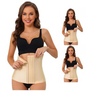 INSPIRE CHIC Women's 3 Hooks Waist Workout Tummy Control Body Shaper for Weight Loss Cinchers Corset 3 Packs - 1 of 4