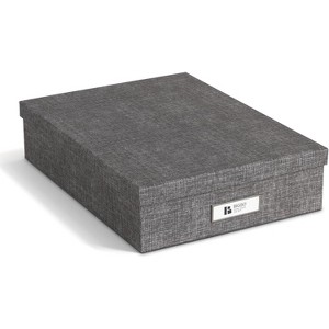 Bigso Oskar Canvas Fiberboard Document Letter Box for Paperwork A4 or Letter Size - Durable Keepsake Box with Lid and Label Holder - Melange - 1 of 4