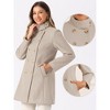 Allegra K Women's Winter Double Breasted Stand Collar Side Pocket Vintage Pea Coats - 2 of 4