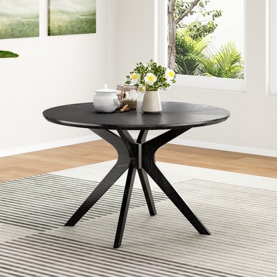 GlasFlength Patio End Tables Pedestal Leisure, Round Side Table, for Living Room Bedroom and Balcony, Minimalist Elegance，Black，47.2"*47.2"*30.3"