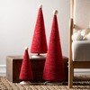 24.5"H  18.5"H & 12.5"H Sullivans Christmas Red Tabletop Cone Tree Set of 3  Red-White - 3 of 4