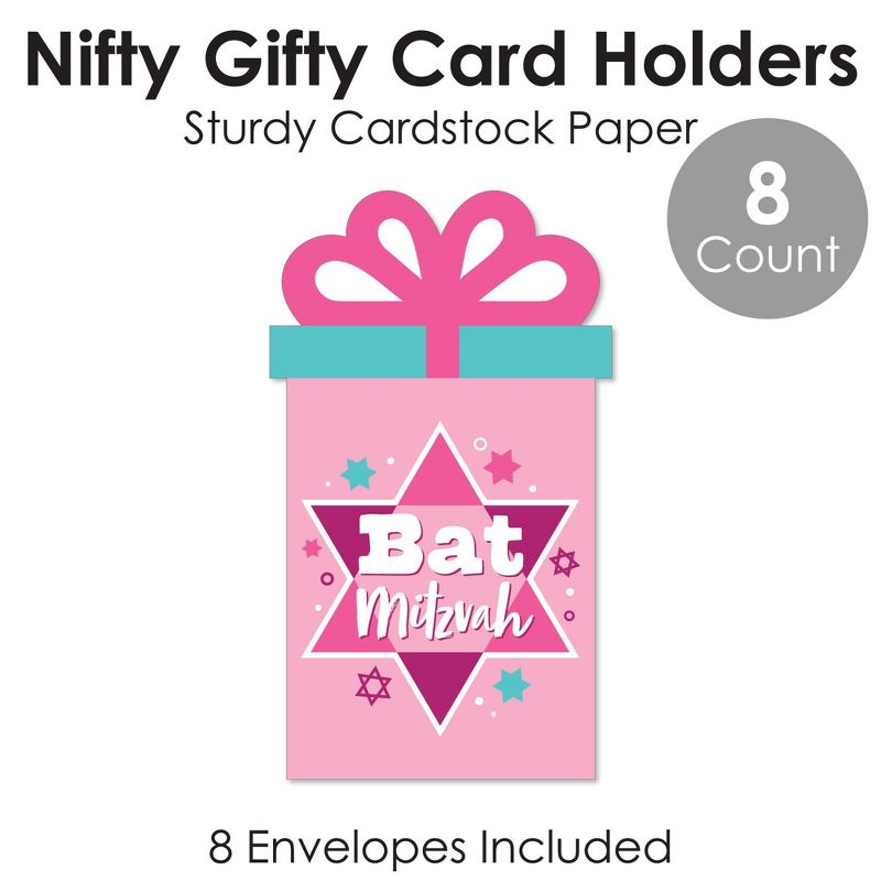 Big Dot of Happiness Pink Bat Mitzvah - Girl Party Money and Gift Card Sleeves - Nifty Gifty Card Holders - Set of 8, 5 of 9