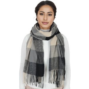 Anna-Kaci Classic Plaid Winter Scarf Soft Cashmere Feel Wrap Shawl Check Tassel Scarves for Women - 1 of 4