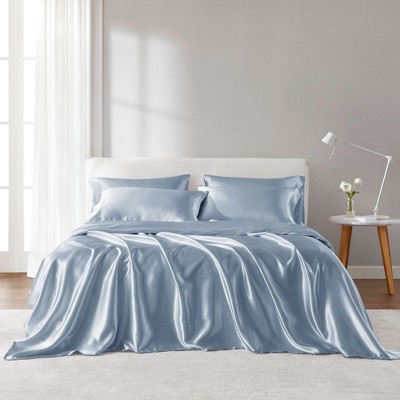 Sapphtopaz 4 PCS/6 PCS/7 PCS Comforter Set,Bed Set with 1 Flat Sheet,1/2 Fitted Sheet,2/4 Pillowcase,Luxury Satin Sheet Set Machine Washable