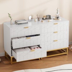 3 Drawer Dresser, Wood Chest Drawers with Storage for Closet, Bedroom, Drawers Dresser Modern Bedside Nightstand with Gold Handles - 1 of 4