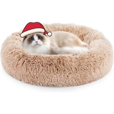 DOMETOUR Dog Bed Cat Bed, Round Donut Washable Pet Bed Plush Calming Dog Couch Cat Couch