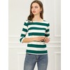 INSPIRE CHIC Women's Stripes Casual Basic Elbow Sleeves Boat Neck Slim Fit T-Shirts - 3 of 4