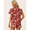Allegra K Women's Floral Tropical Vacation Beach Hawaiian Button Down Shirt and Short Set - 4 of 4