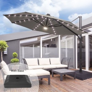 Sonkuki 11Ft Aluminum LED Cantilever Patio Umbrella with Base for Patio Deck Garden - 1 of 4