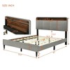 Queen Upholstered Bed Frame, Queen Platform Bed With Headboard Storage, Lights, USB Ports, Sockets, Wear Resistant Ventilate Full Size Platform Bed - 3 of 4