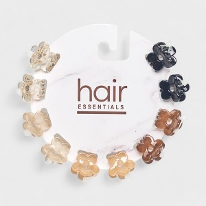 Hair Essentials Mini Flower Hair Claw Clips - 10-Piece Set, Small and Lightweight, Neutral Colors for Everyday Styling - 10pcs - 1 of 4