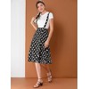 Allegra K Women's Vintage Polka Dots Midi Floral Suspender Skirt - 3 of 4