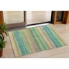 HomeRoots 3' X 5' Artichoke Green Peach And Teal Blue Striped Washable Indoor Outdoor Area Rug - 2 of 4