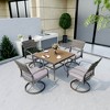 Pamapic 5-Piece Metal Patio Outdoor Dining Set with Square Table and Rattan Swivel Chairs with Cushion - 2 of 4