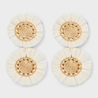 SUGARFIX by BaubleBar Threaded Drop Statement Earrings - Gold/Ivory