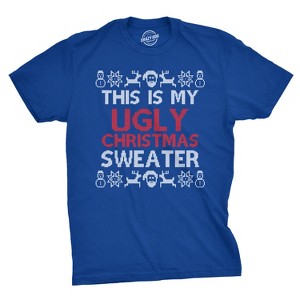 Mens This Is My Ugly Christmas Sweather Funny Holiday Xmas Sarcastic T shirt - Crazy Dog Men's T Shirt - 1 of 4