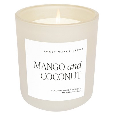 Sweet Water Decor Mango and Coconut 15oz Tan Matte Candle Jar