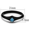 Slickblue Women's Black Solitaire Ring, Sea Blue Square Crystal, Stainless Steel Band, Minimal Style, Sizes 5–10 - 2 of 4