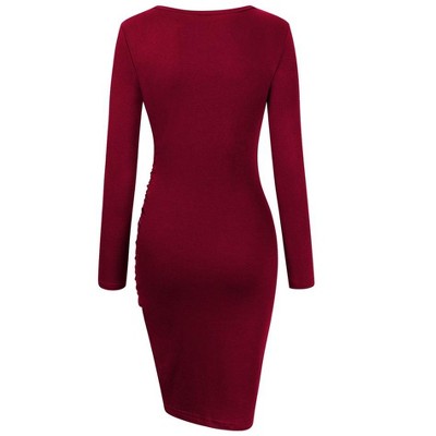LXT- Womens Maternity  Irregular Ruched Bodycon Mini Dress