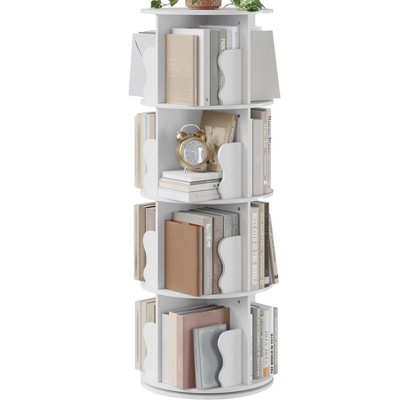 4 Tier Rotating Bookshelf Tower, 360°Revolving Bookcase, Vertical Floor Standing Display Rack, Narrow Bookshelf for Bedroom Living Room